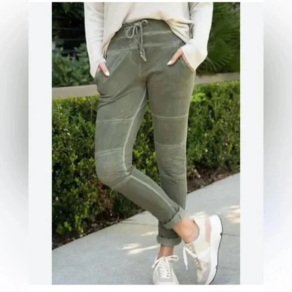 Women’s drawstring joggers - Olive Green small - Picture 1 of 4